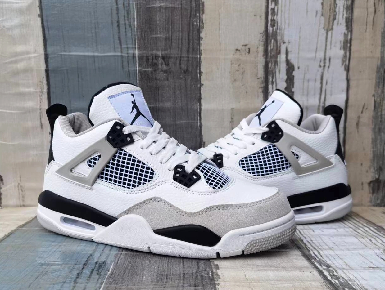 2022 Air Jordan 4 White Grey Black Blue Shoes